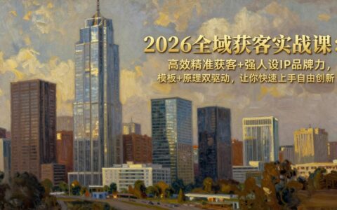 2026全域获客实战课：高效获客策略与强人设IP打造，模板+原理双驱动，实操指南助你轻松变现
