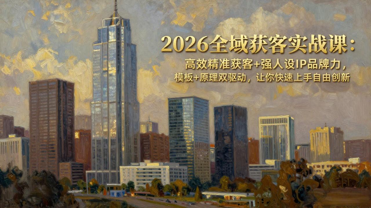 2026全域获客实战课：高效获客策略与强人设IP打造，模板+原理双驱动，实操指南助你轻松变现