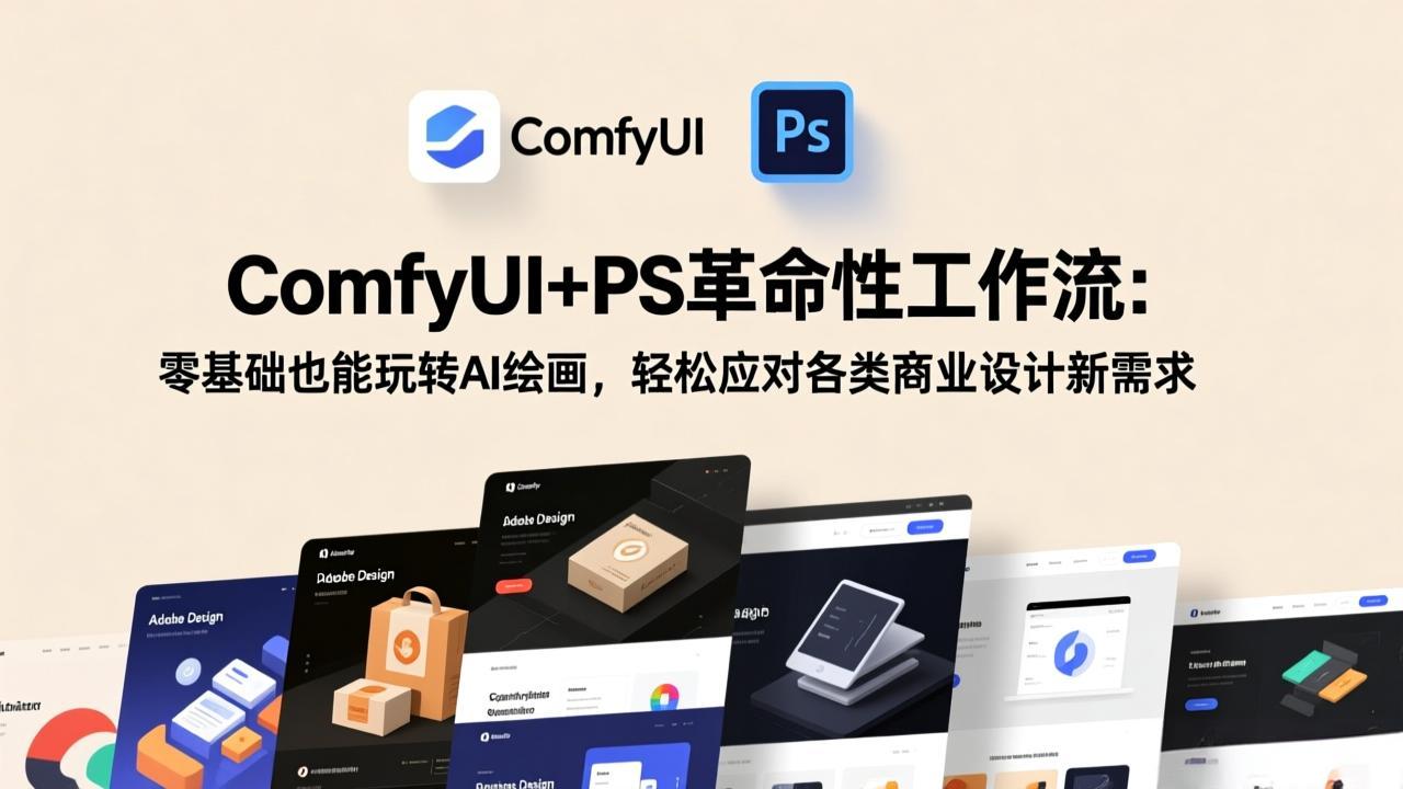 ComfyUI+PS工作流实战指南：零基础AI绘画入门，解锁商业设计变现新思路