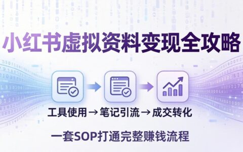 小红书虚拟资料变现实操指南：从工具使用到笔记引流成交，一套 SOP 打通完整变现流程