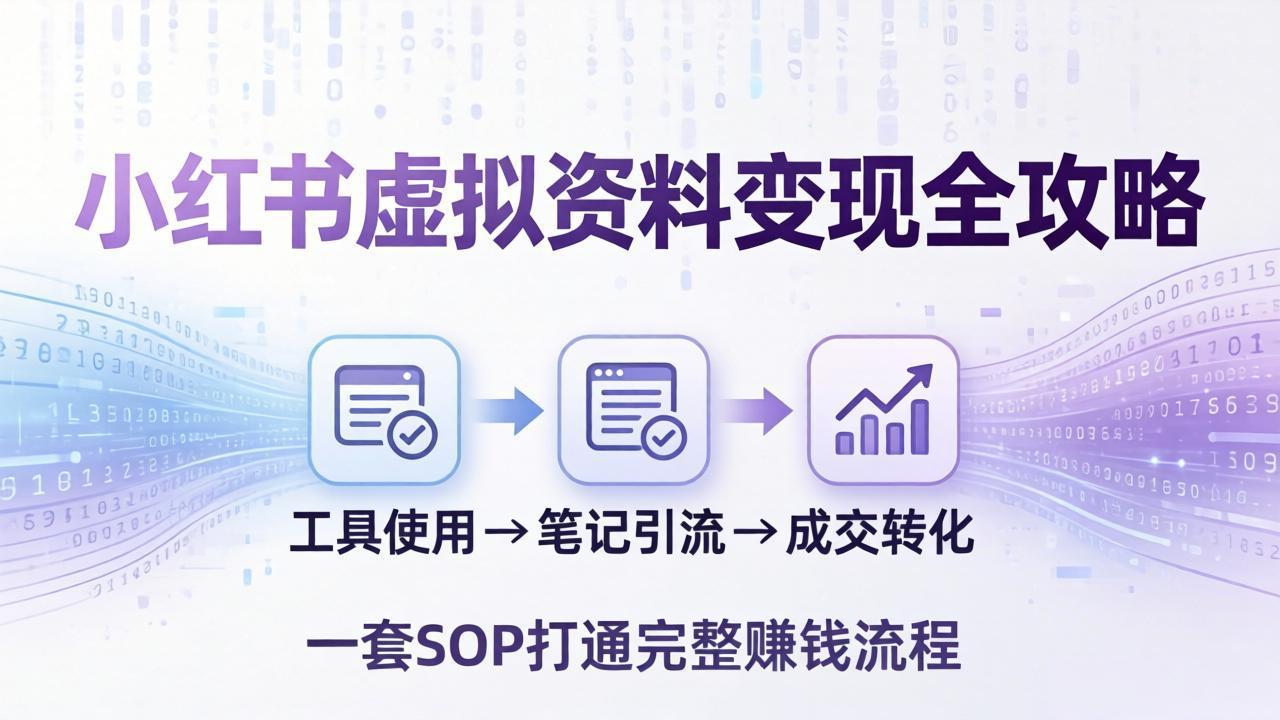 小红书虚拟资料变现实操指南：从工具使用到笔记引流成交，一套 SOP 打通完整变现流程