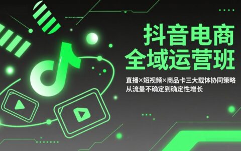 抖音电商全域运营实战：直播×短视频×商品卡协同策略，实现流量稳定增长
