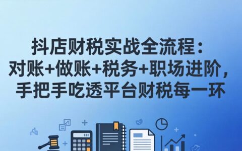 抖店财税实战全流程：对账+做账+税务+职场进阶，实测吃透平台财税每一环