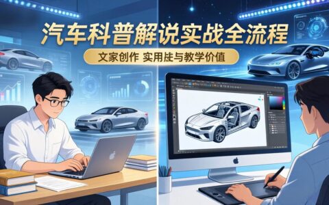 抖音汽车科普解说实战：文案+动画+画面处理+去水印全流程，汽车科普视频变现指南