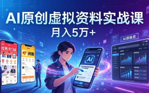 AI原创虚拟资料实战课：2026新策略，小红书闲鱼开店实操，普通人AI变现指南