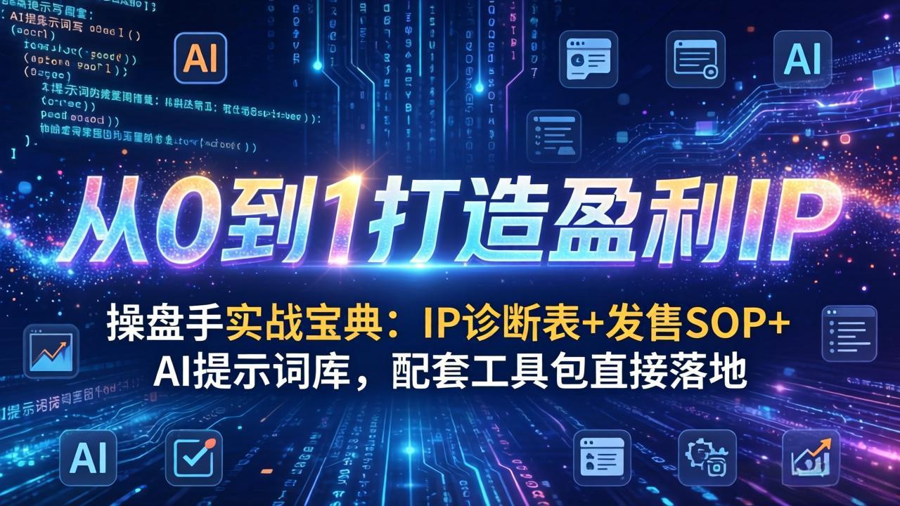 实操指南：IP诊断表+发售SOP+AI提示词库，配套工具包直接落地，从0到1构建变现IP