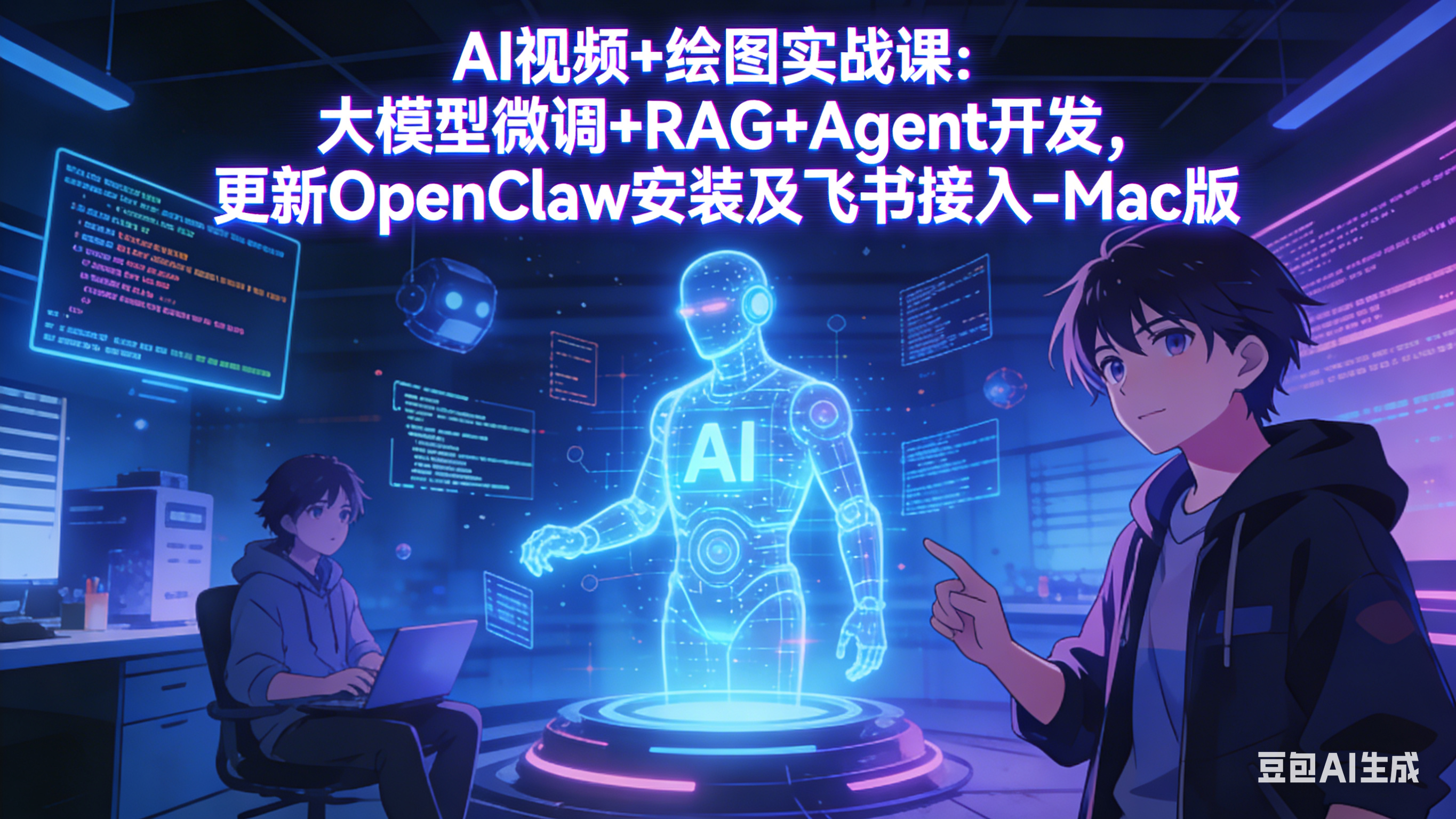 AI视频+绘图变现实战课：大模型微调+RAG+Agent开发全指南，含OpenClaw安装及飞书接入-Mac版