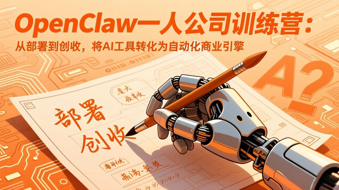 OpenClaw一人公司训练营实战指南：从部署AI工具到打造自动化被动收入流