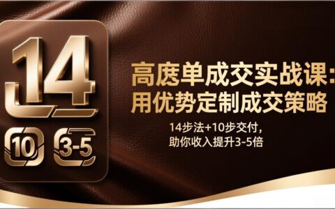 高客单成交实战课：优势定制策略+14步法10步交付，提升收入的实操指南