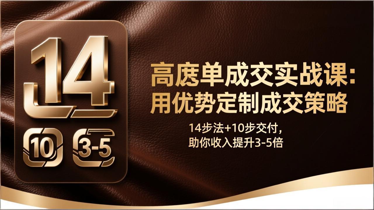 高客单成交实战课：优势定制策略+14步法10步交付，提升收入的实操指南