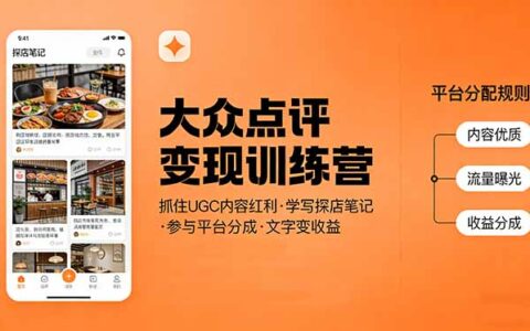 大众点评变现实战：UGC内容红利策略，学写探店笔记，平台分成收益指南