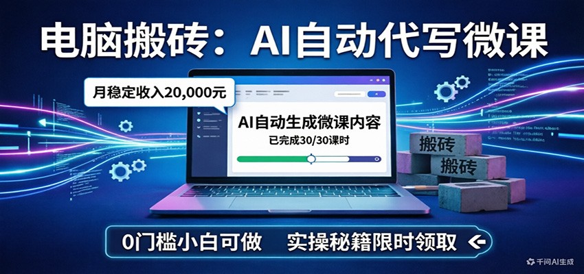 AI自动代写微课变现实操指南：新手友好项目，稳定收入攻略