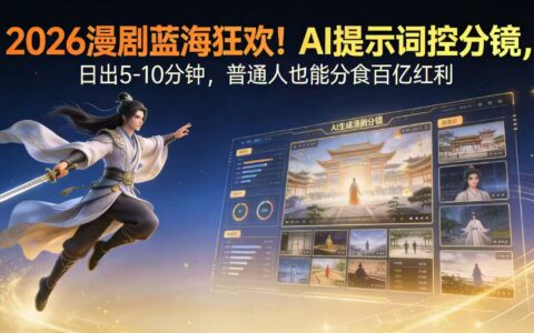 20252026漫剧红利实战：AI提示词控分镜的变现方法