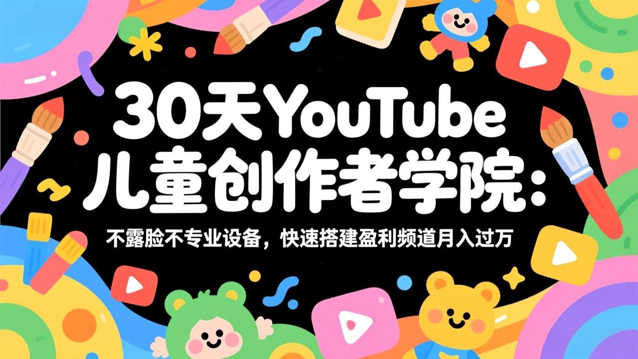 30天YouTube儿童创作者学院：无需露脸无需专业设备，高效搭建盈利频道变现实战