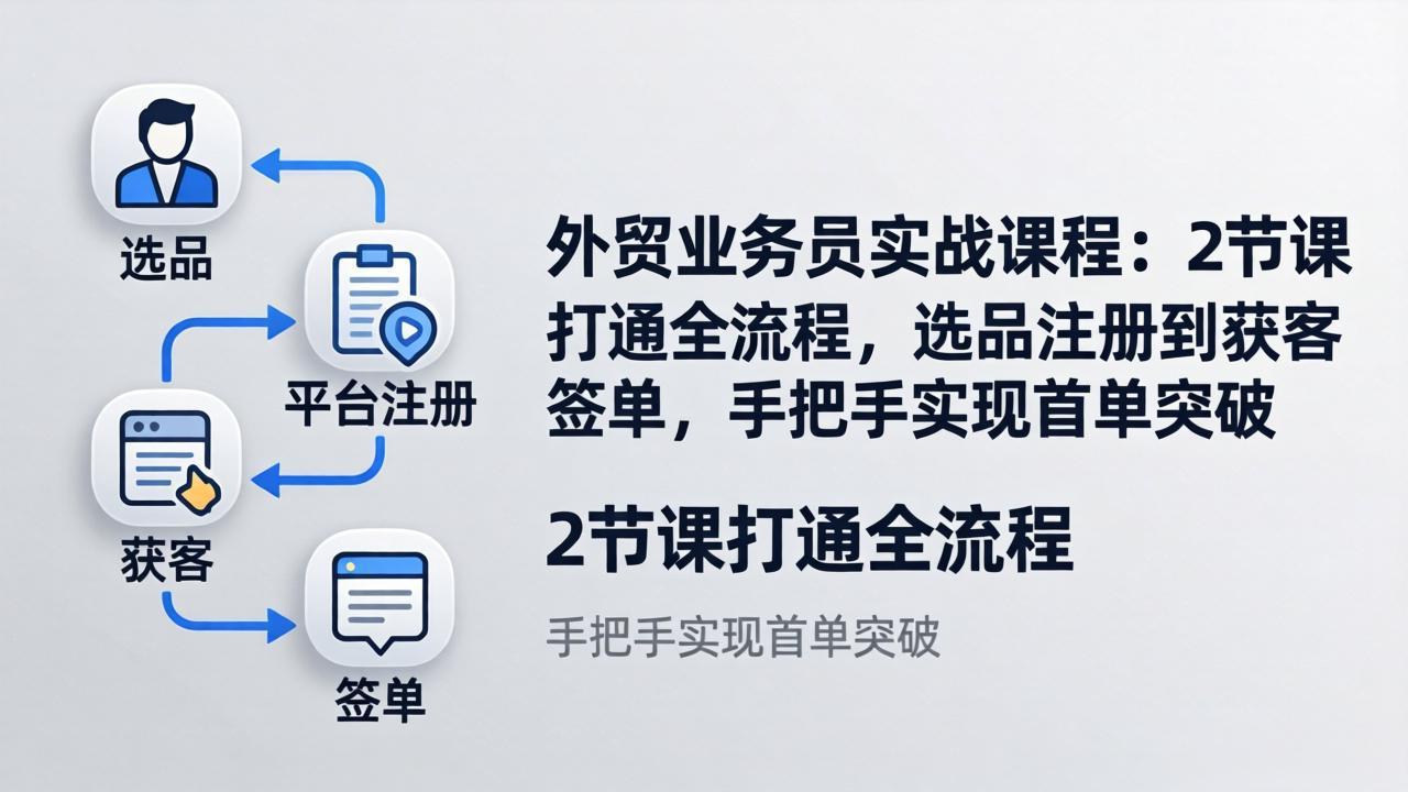 外贸业务员实战攻略：2节课拆解全流程，从选品注册到签单实操，首单实战指南