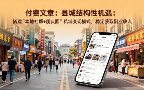 县城结构性机遇：本地社群+朋友圈私域变现实战指南，副业收入方法