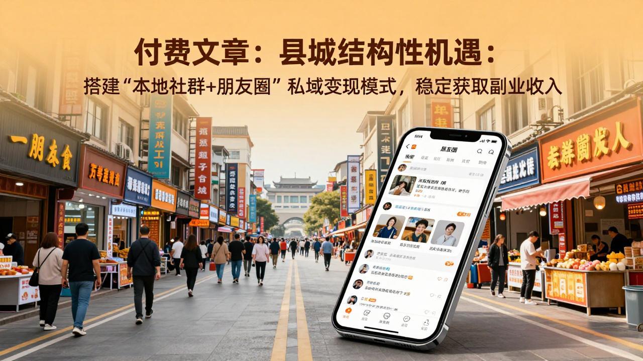 县城结构性机遇：本地社群+朋友圈私域变现实战指南，副业收入方法