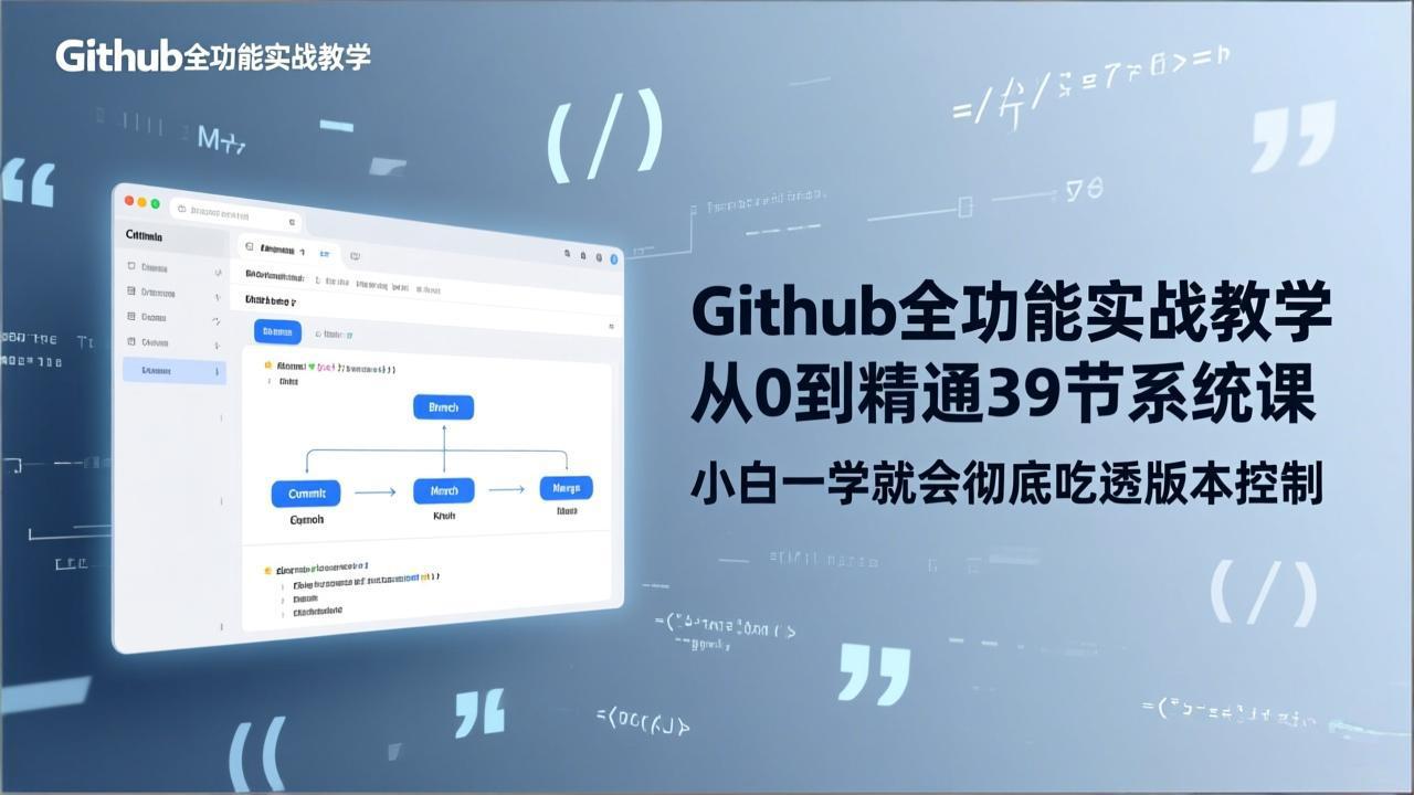 GitHub全功能实战教程：39节系统课从入门到精通，小白掌握版本控制实现变现策略