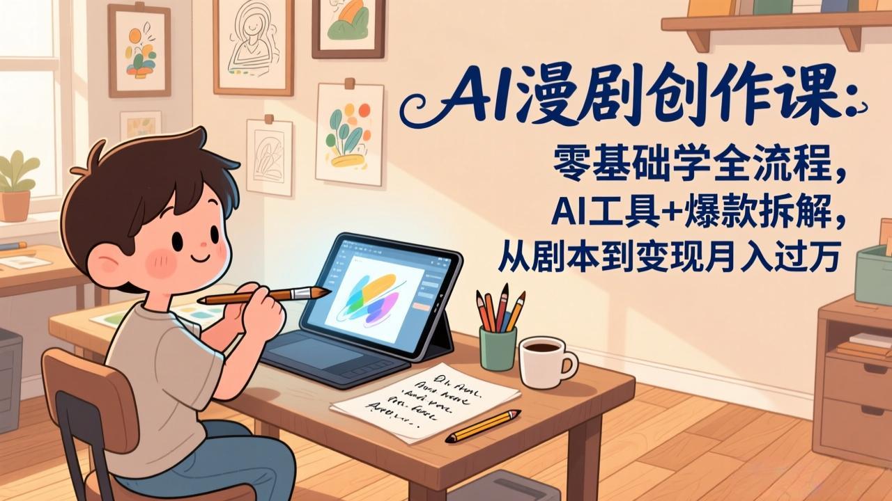 AI漫剧创作课：零基础全流程实操，AI工具+爆款案例拆解，从剧本到变现策略