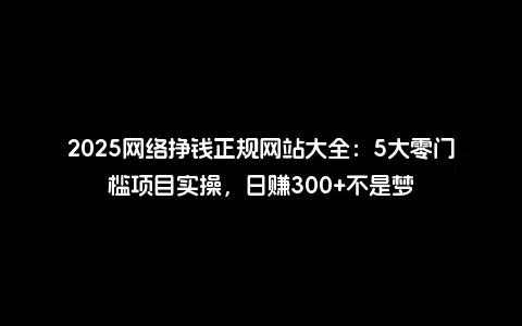 2025网络挣钱正规网站大全：5大零门槛项目实操，日赚300+不是梦