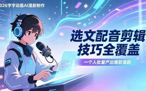 2026 AI漫剧制作实操教程：选文配音剪辑全攻略，单人高效变现方法