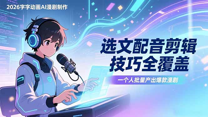 2026 AI漫剧制作实操教程：选文配音剪辑全攻略，单人高效变现方法