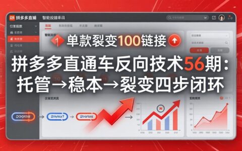 拼多多直通车反向技术56期：托管稳本裂变四步实操策略，高效链接变现抢占核心流量