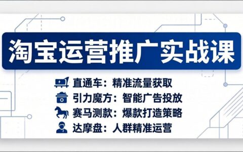 淘宝运营推广实战指南：直通车+引力魔方+赛马测款+达摩盘人群推广等变现策略（更新2026年3月）