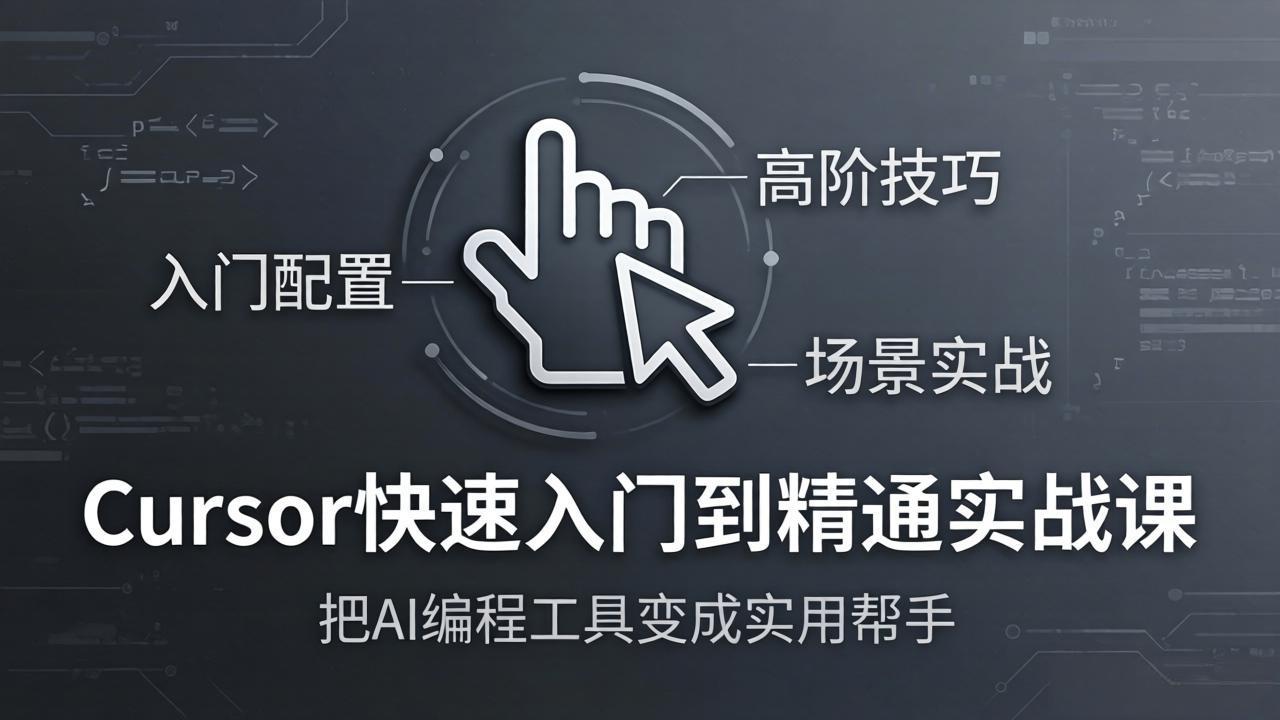 Cursor快速入门到精通实战课：入门配置+高阶技巧+场景实战，AI编程工具变现实操指南