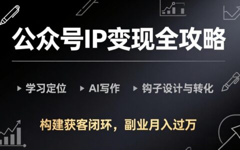 公众号IP变现实战指南：定位、AI写作、钩子设计与转化全攻略，构建获客闭环的副业收入策略
