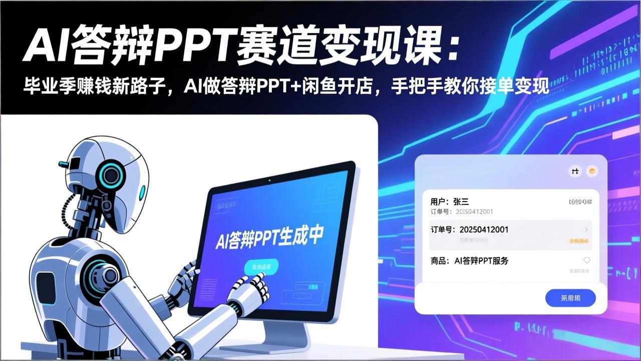 毕业季AI答辩PPT变现指南：AI制作+闲鱼开店实操，手把手接单策略拆解