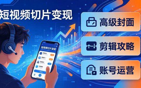 短视频切片变现实战攻略：高级封面+剪辑技巧+账号运营，0基础新手副业入门指南