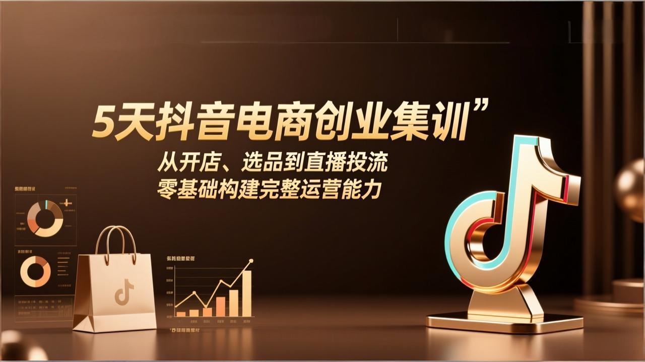 5天抖音电商实战教程：零基础掌握开店、选品到直播投流完整运营攻略