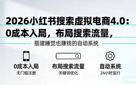 小红书虚拟电商实战攻略：2026搜索流量变现策略，实测被动收入系统搭建指南