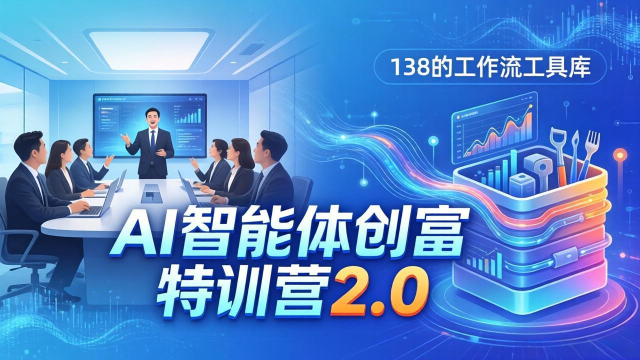 AI智能体变现实战营2.0：3天闭门直播+视频课+工具库，从0到1搭建智能体附138个工作流