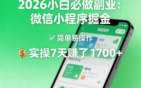 2026新手副业实操：微信小程序变现攻略，简单易上手，7天实战收益案例拆解