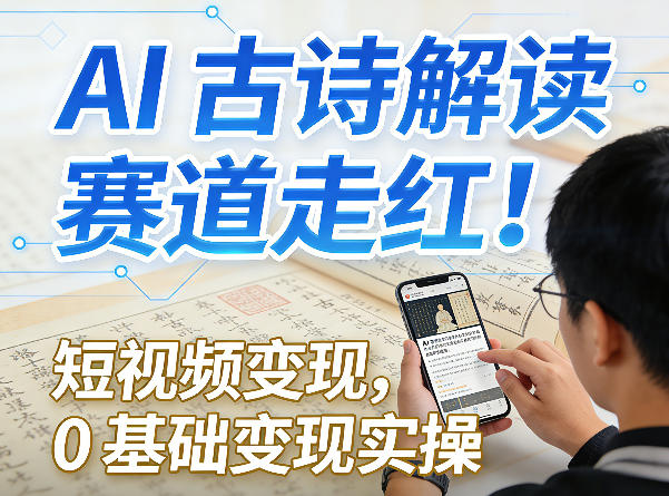 AI古诗解读赛道实测：短视频变现新方法，零基础实操指南