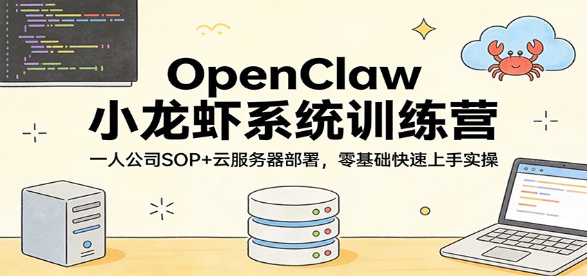 OpenClaw小龙虾系统训练营：一人公司SOP实操指南，云服务器部署与被动收入项目拆解