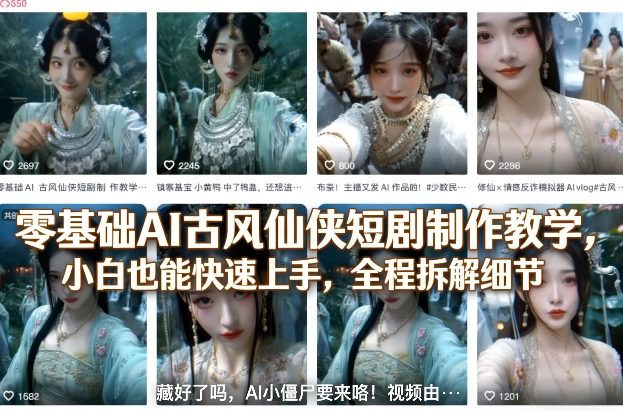 零基础AI古风仙侠短剧制作实操教程：小白轻松入门，全程拆解变现细节