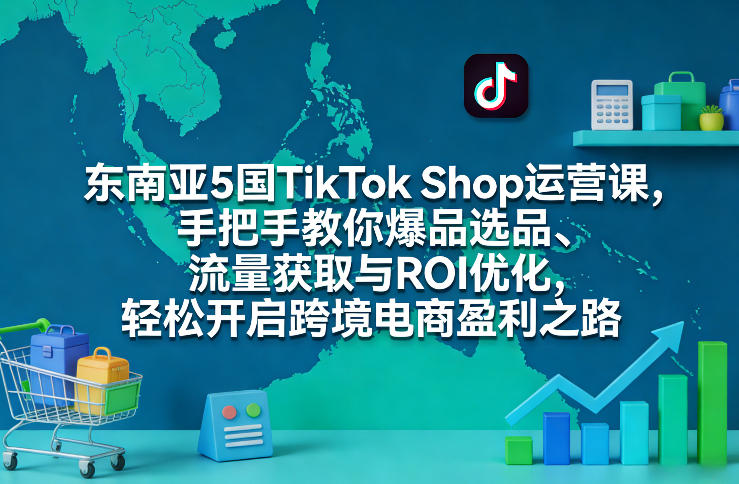 东南亚5国TikTok Shop运营实战教程：爆品选品、流量获取与ROI优化，开启跨境电商变现之路