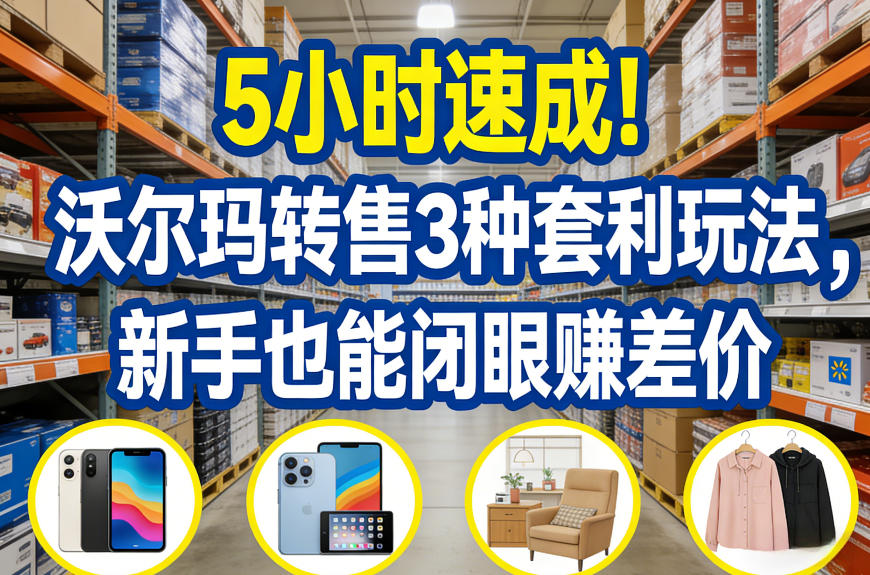 20255小时实操沃尔玛转售3种套利方法，新手也能赚差价