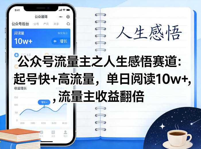 公众号流量主人生感悟赛道实战攻略：高效起号+高流量变现，实测收益提升思路