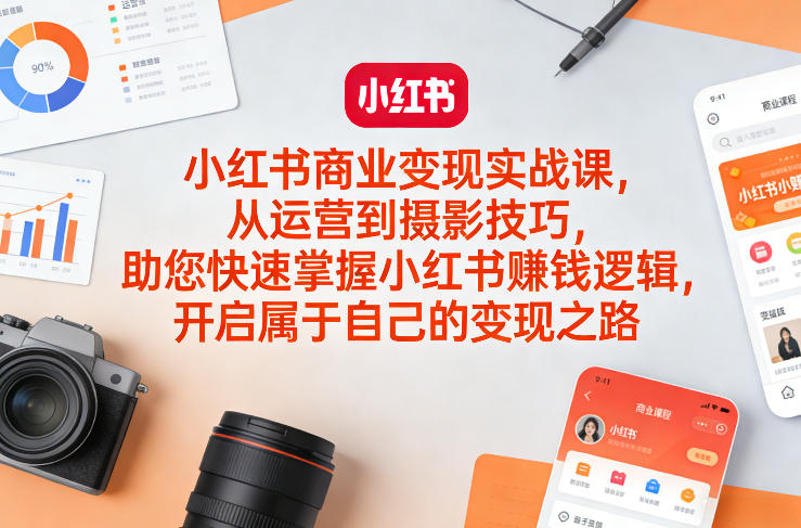 小红书商业变现实战课：运营与摄影技巧实操指南，掌握变现策略，开启赚钱之路