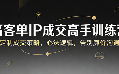 高客单IP成交策略指南：定制方法，逻辑思路，高效沟通实战