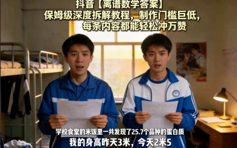 抖音【离谱数学答案】保姆级拆解教程：低门槛制作方法，实测提升点赞量，附详细实操步骤