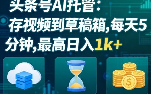 头条号AI托管实操：视频草稿箱变现方法，每天5分钟实战指南