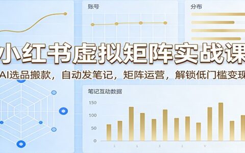 小红书虚拟矩阵实战指南：AI选品策略，自动笔记发布，矩阵运营案例，低门槛变现方法