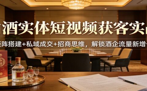 白酒实体短视频获客实战：矩阵搭建+私域成交+招商思维，提升酒企流量增长策略