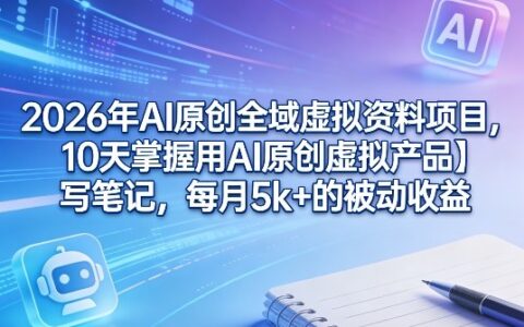2026年AI原创全域虚拟资料项目：10天AI虚拟产品与笔记写作实操，被动收入变现攻略
