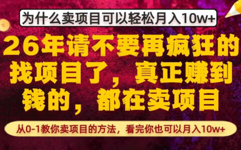 为什么真正賺到钱的都在卖项目：从0-1教你项目变现实操指南，助你开启被动收入